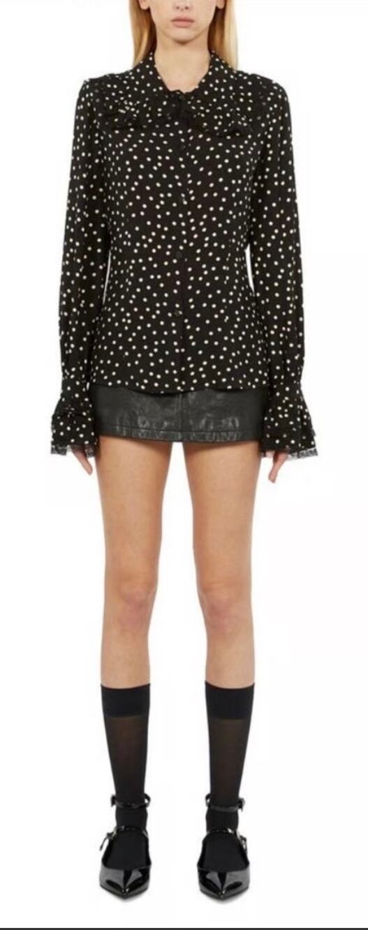 The Kooples Black Ruffles Blouse Size 1